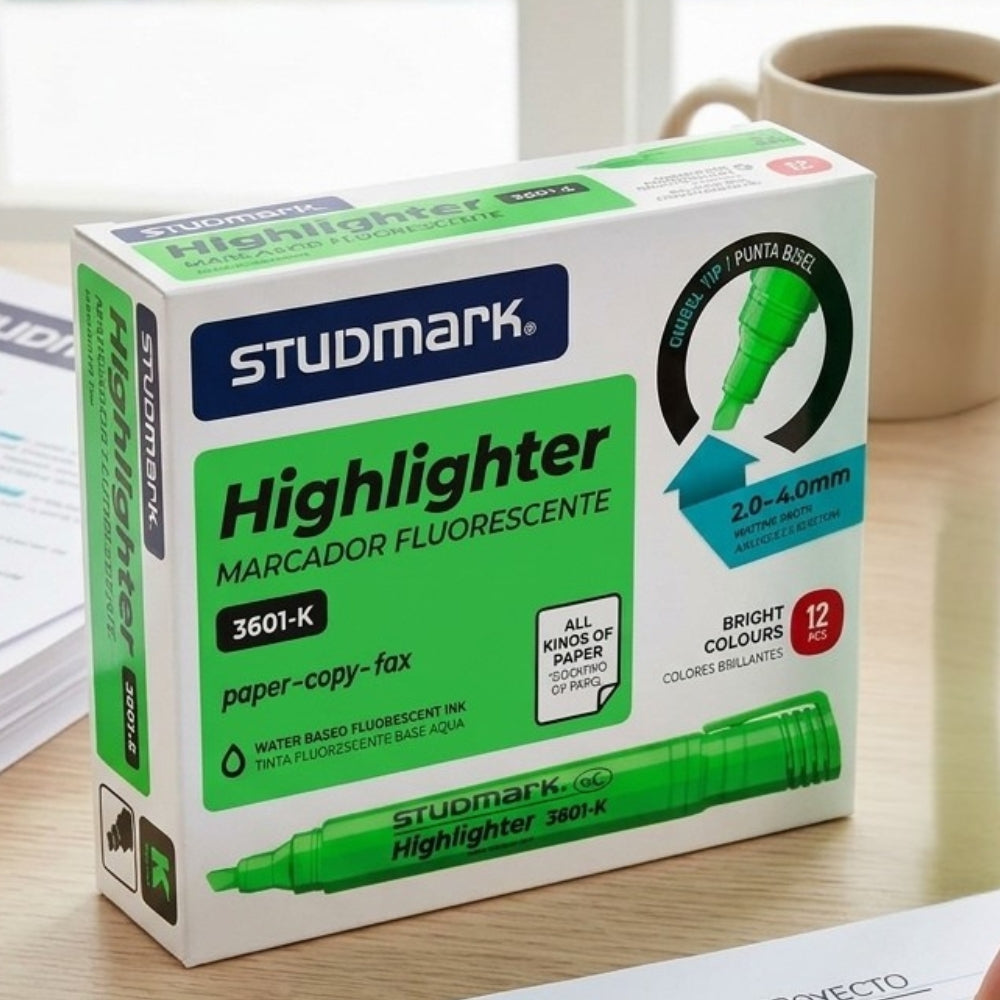 Studmark Marcador Fluorescente Verde 12Und