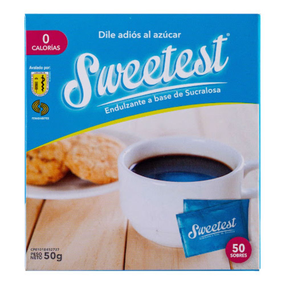 Sweetest Endulzante a Base De Sucralosa Caja 50 Sobres 50g