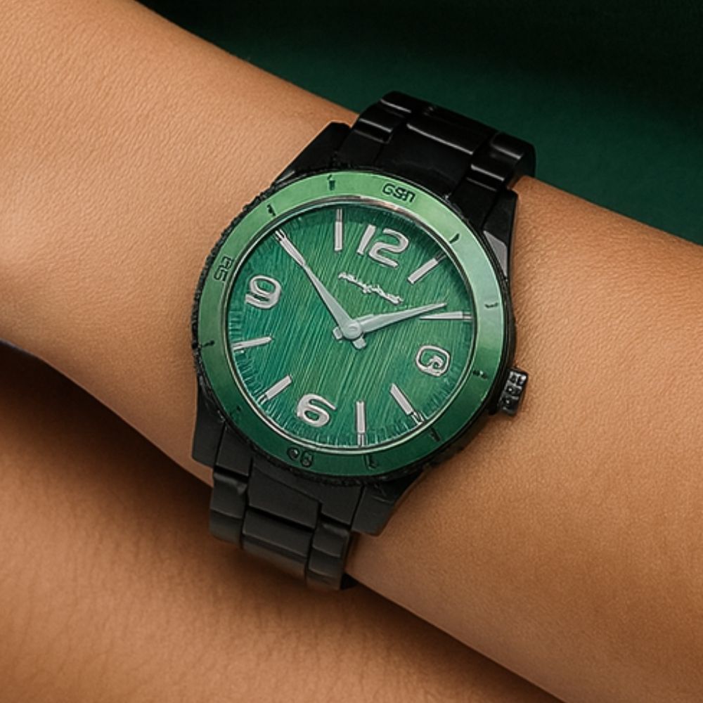 Tahari Reloj Para Caballero Black Green