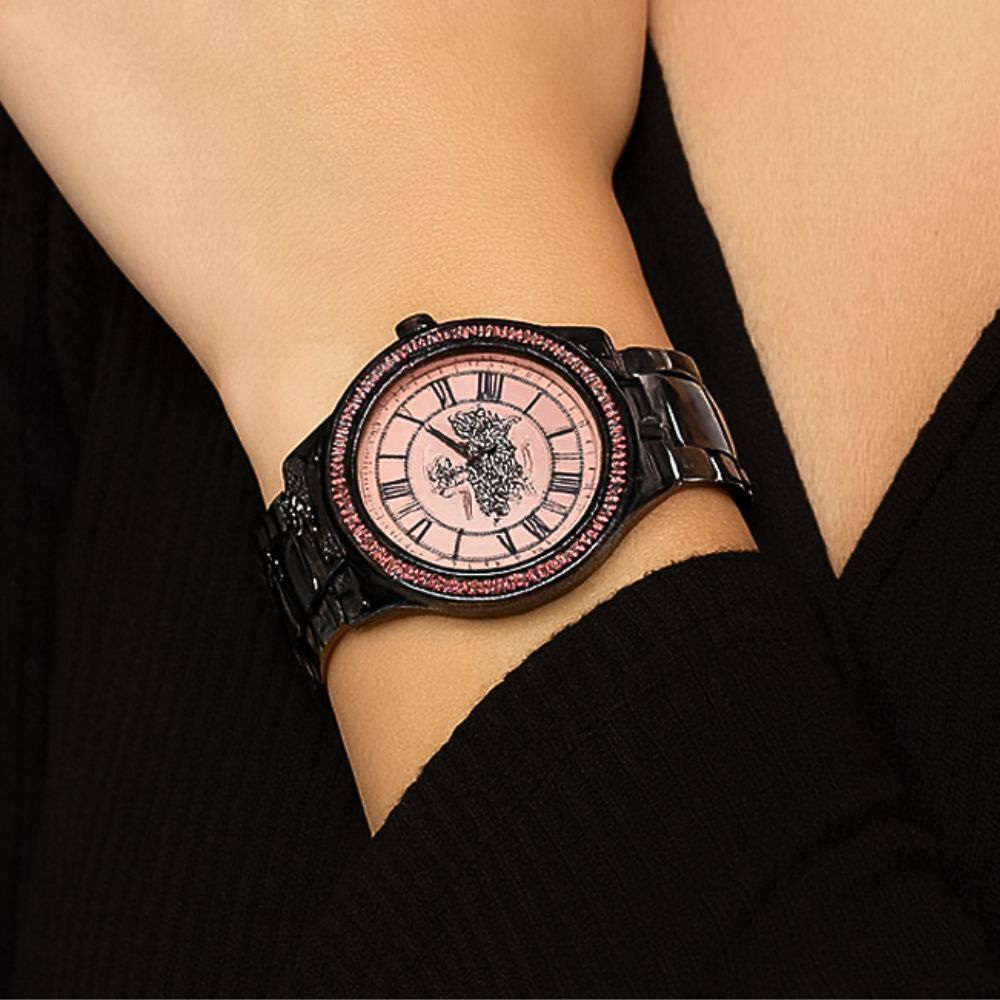 Juiciy Couture Reloj Para Dama Negro Rosa