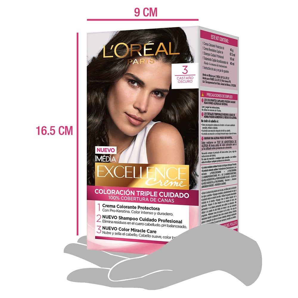 L'Oreal Tinte Excellence Creme 3 Castaño Oscuro