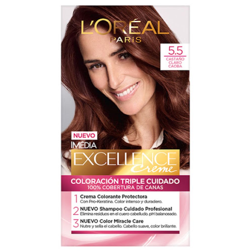 Tinte L'Oreal Excellence Creme 5.5 Castaño Claro Caoba