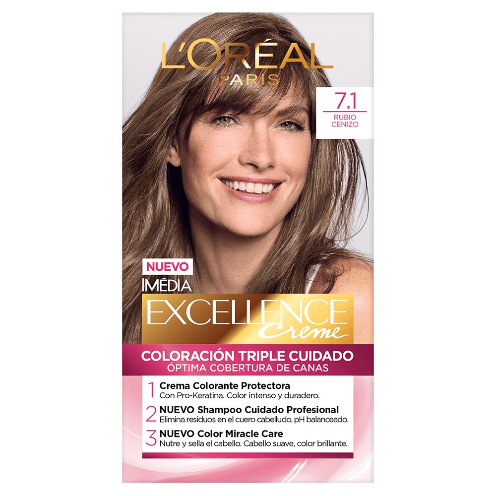 Tinte L'Oreal Excellence Creme 7.1 Rubio Cenizo