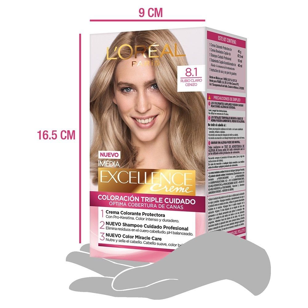 L'Oreal Tinte Excellence Creme 8.1 Rubio Claro Cenizo