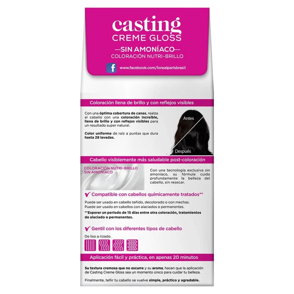 L'oreal Tinte Casting Creme Gloss 200 Negro Sin Amoniaco