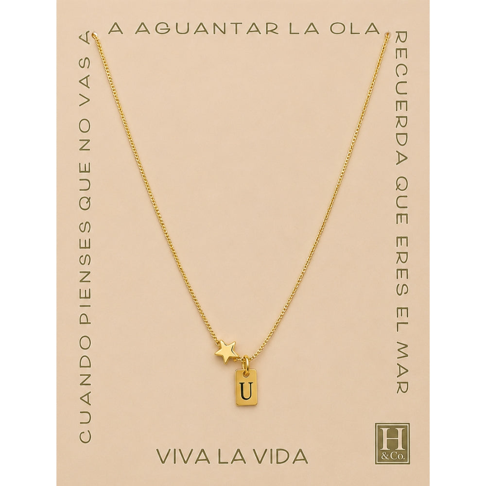 H&Co Collar de Cadena Plaquita Inicial U