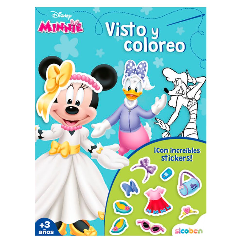 Libro De Actividades Visto Y Coloreo Minnie  16 pag + Stickers