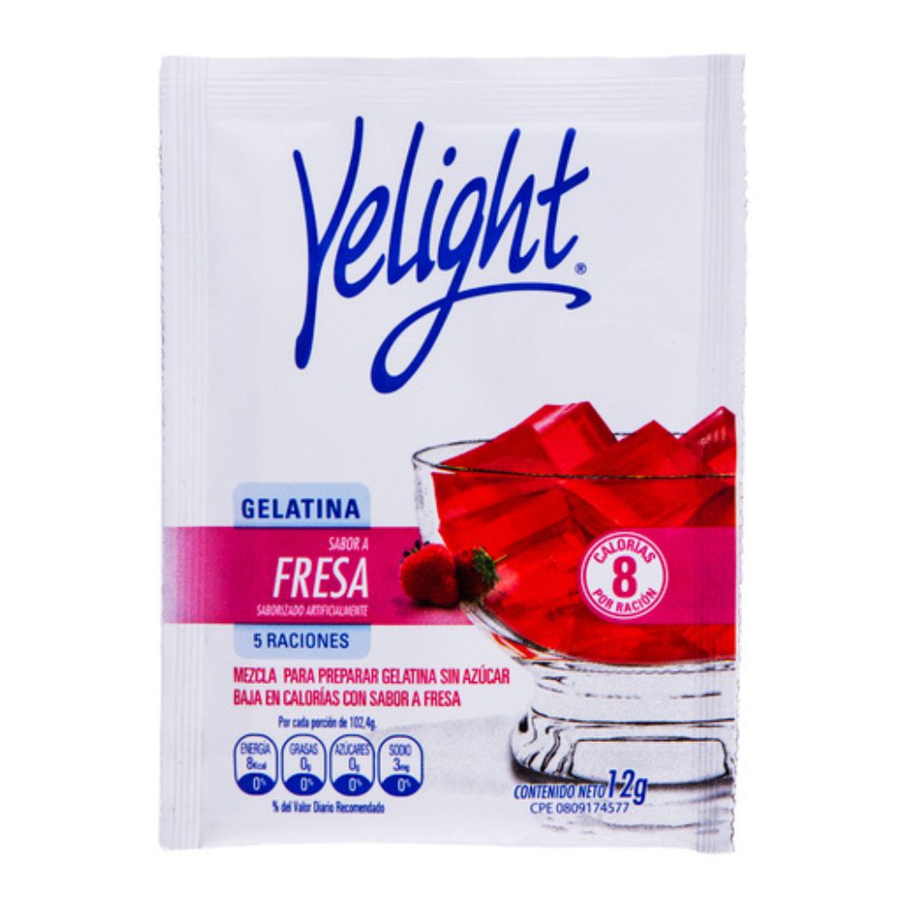 Yelight Gelatina En Polvo Sin Azúcar Fresa 12gr