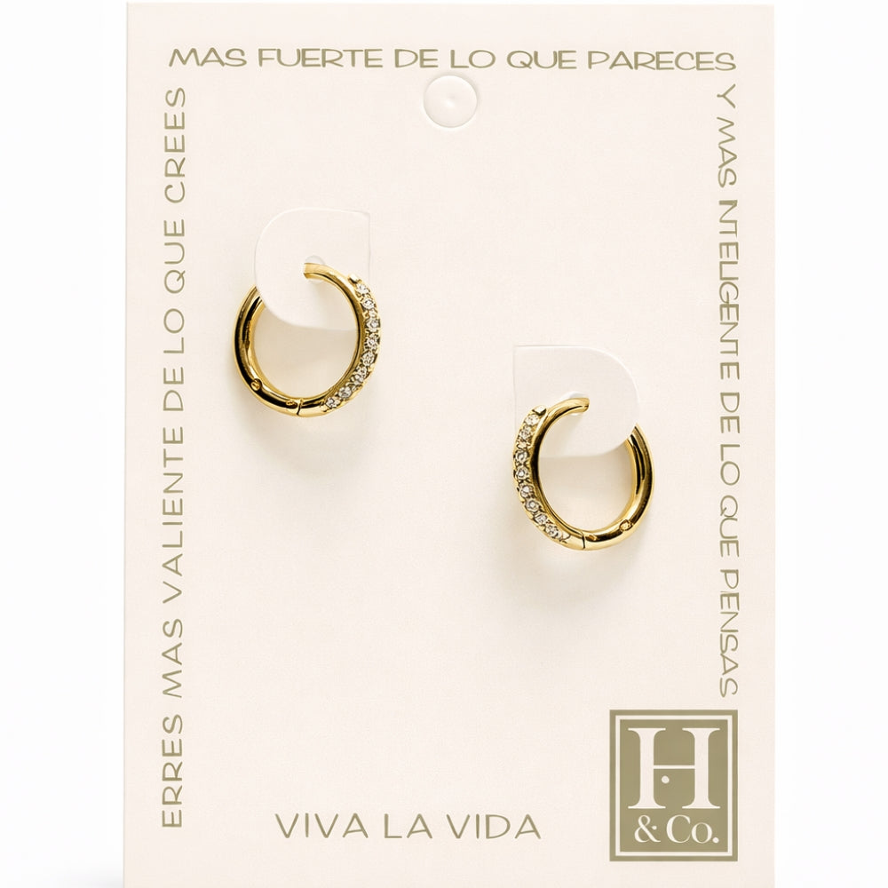 H&Co Zarcillo Para Damas Argolla Grande con Brillante