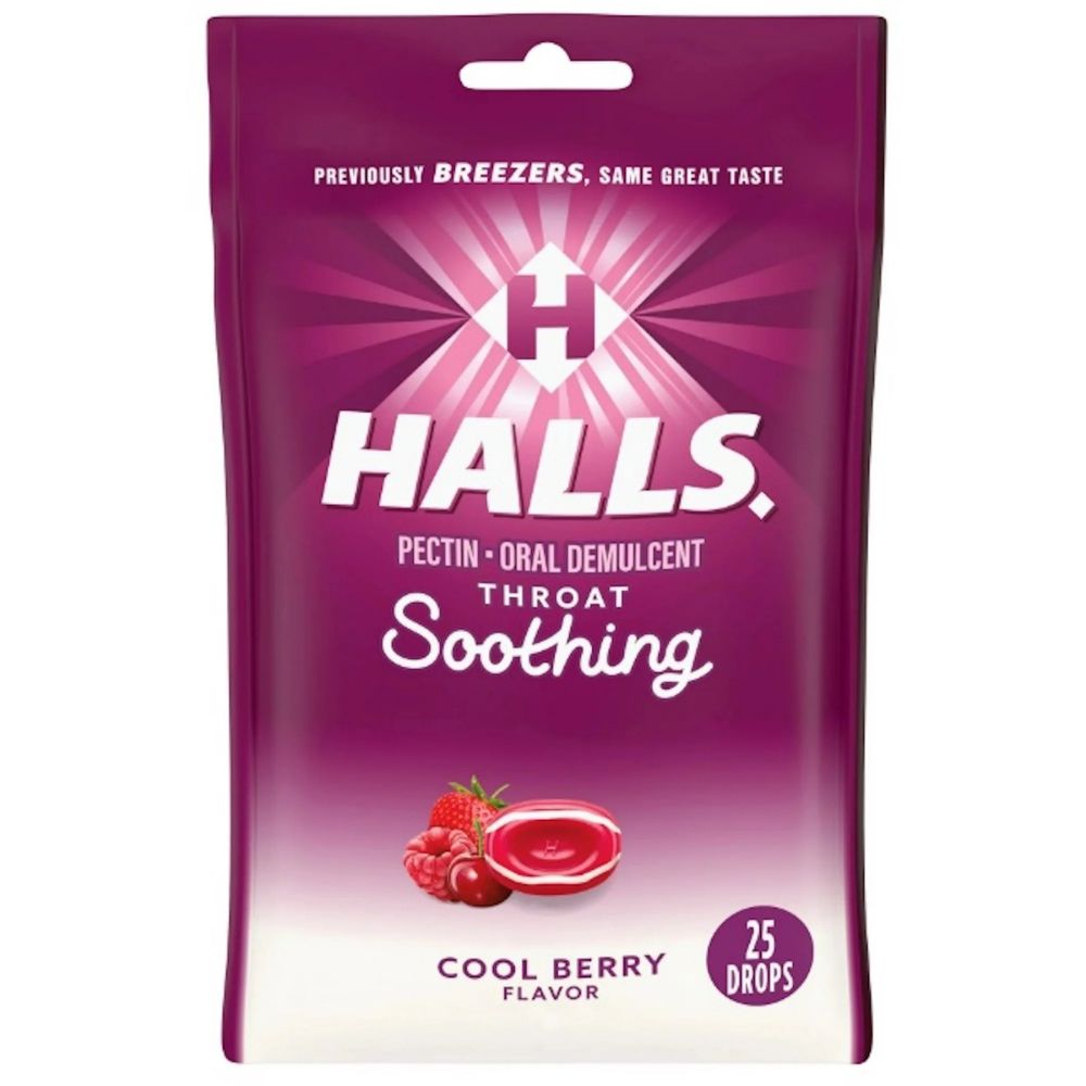 Halls Caramelos Throat Soothing Cool Berry 25 Drops