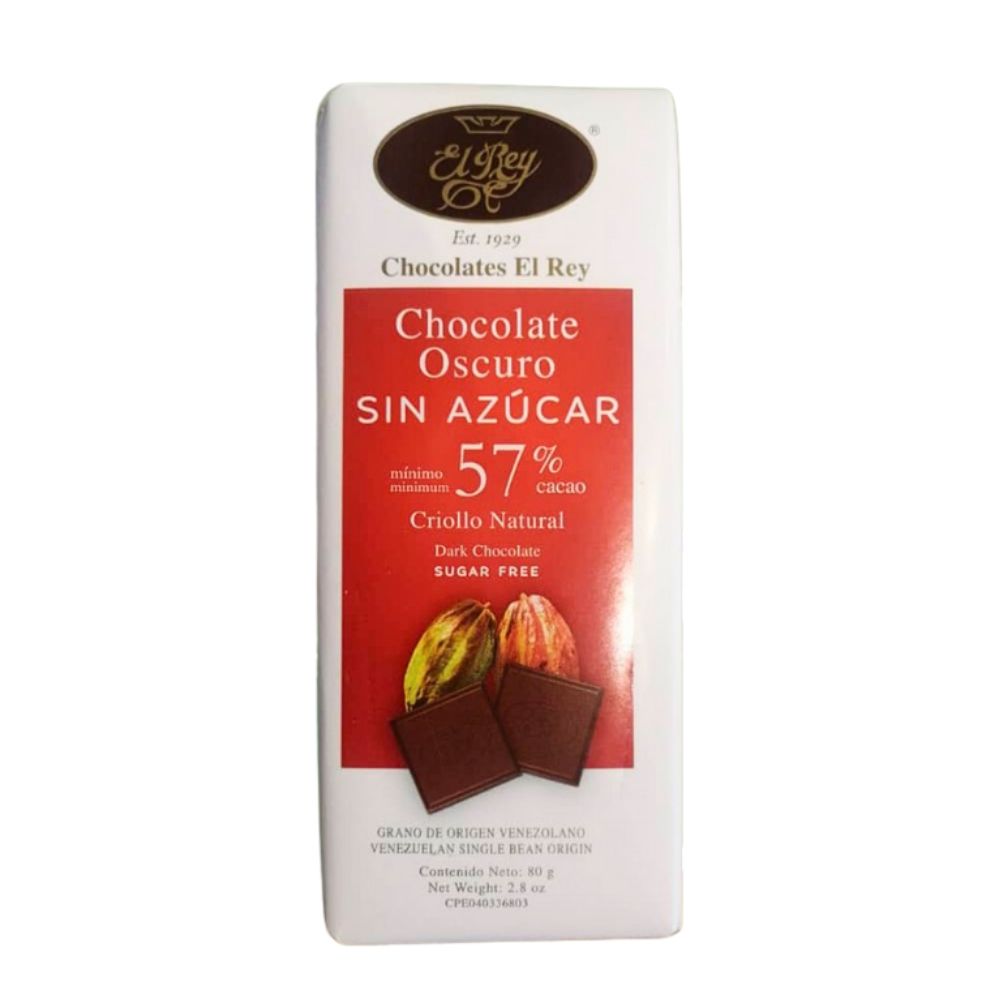 Chocolates El Rey Chocolate Oscuro Sin Azucar 57% Tab 80gr