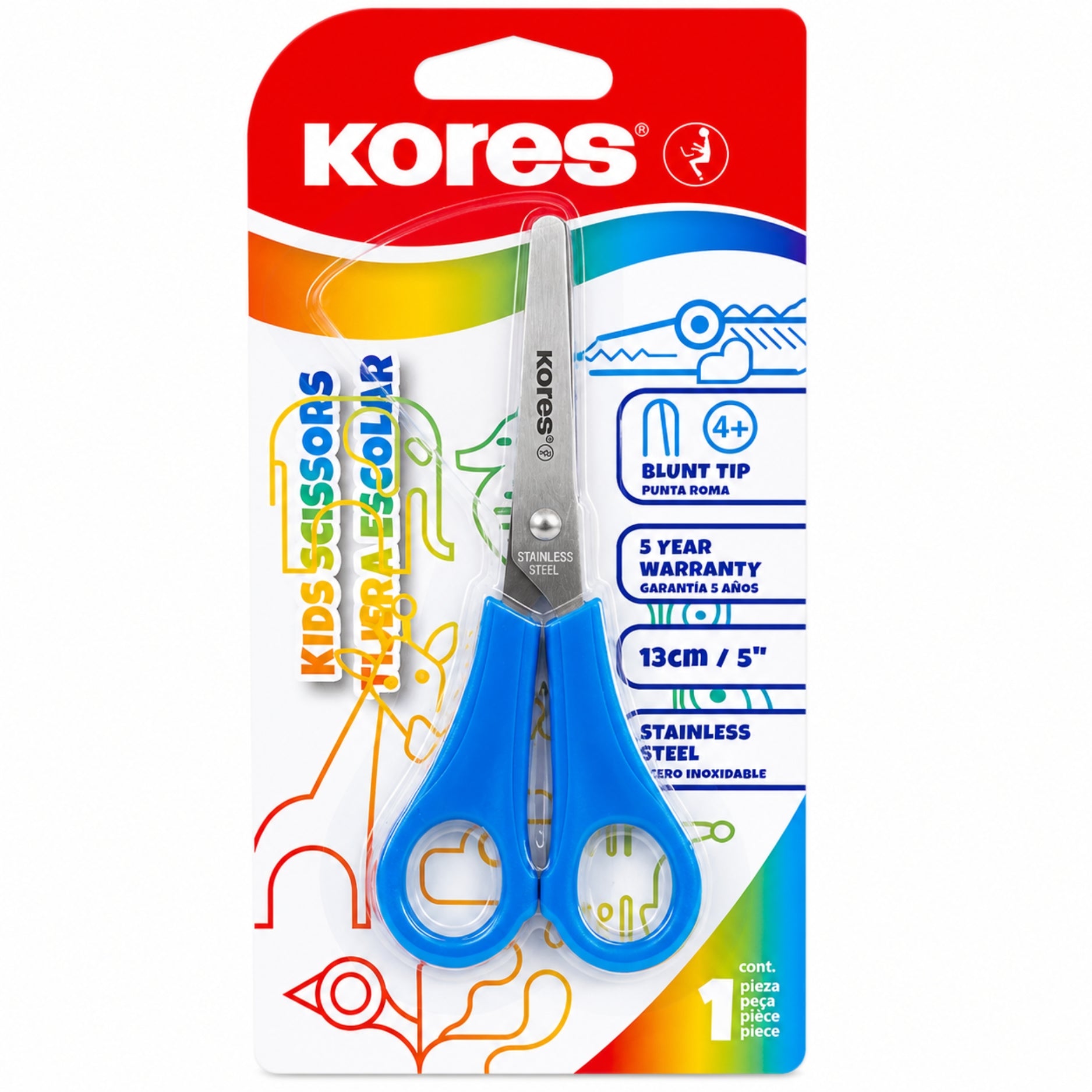Kores Tijera Escolar Colores Varios