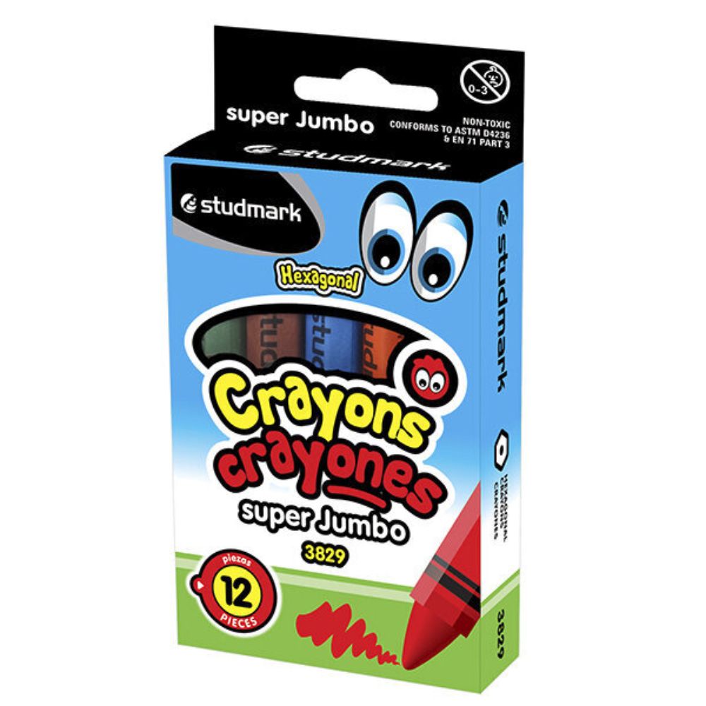 Studmark Crayones Hexagonal Super Jumbo 12 Und