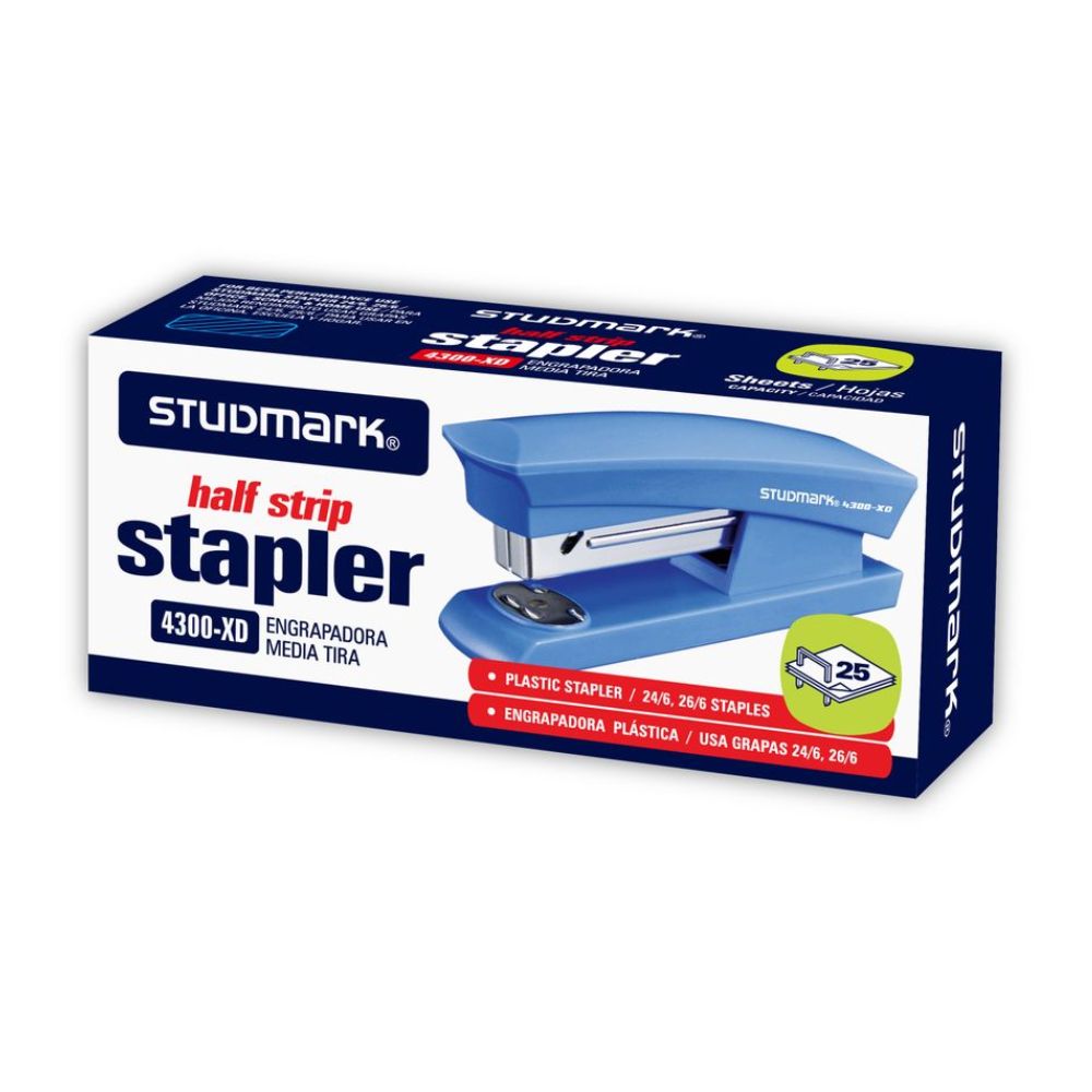 Studmark Engrapadora Plastica Media Tira Color Azul