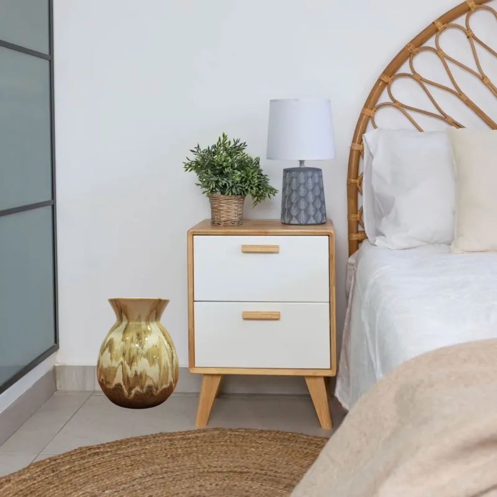 Jarrón de Cerámica Marmoleado Dorado