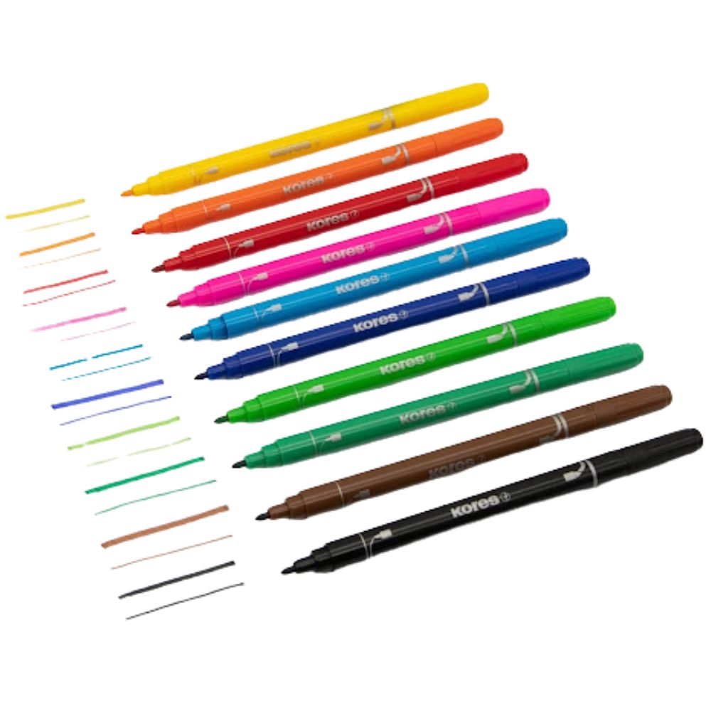 Kores Marcadores Korellos 2 en 1  Doble Punta 10 Und