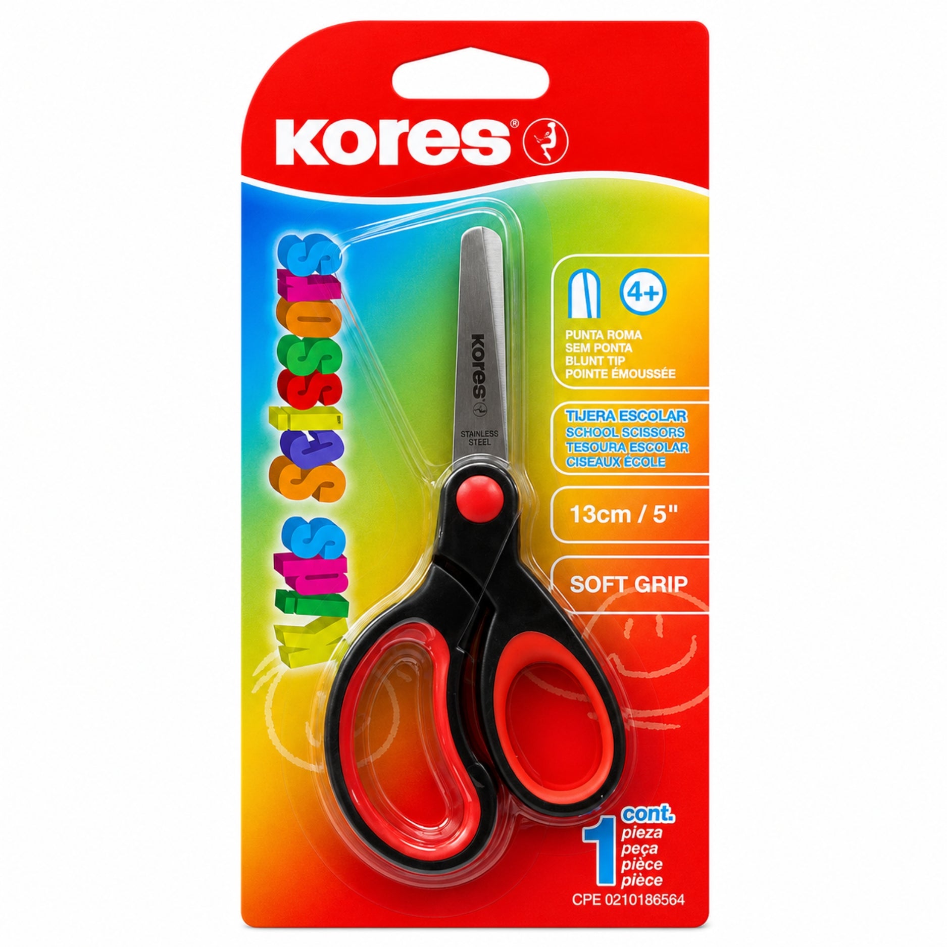 Kores Tijera Escolar SoftGrip 130mm Redonda 1 Und 6 Opciones