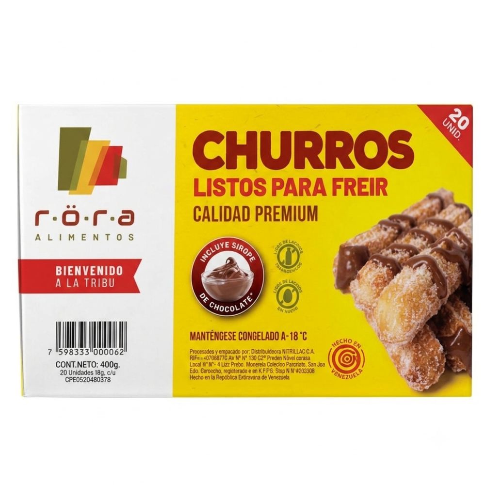 Churros Listos Rora Alimentos Libre de Gluten 20 Und 400gr