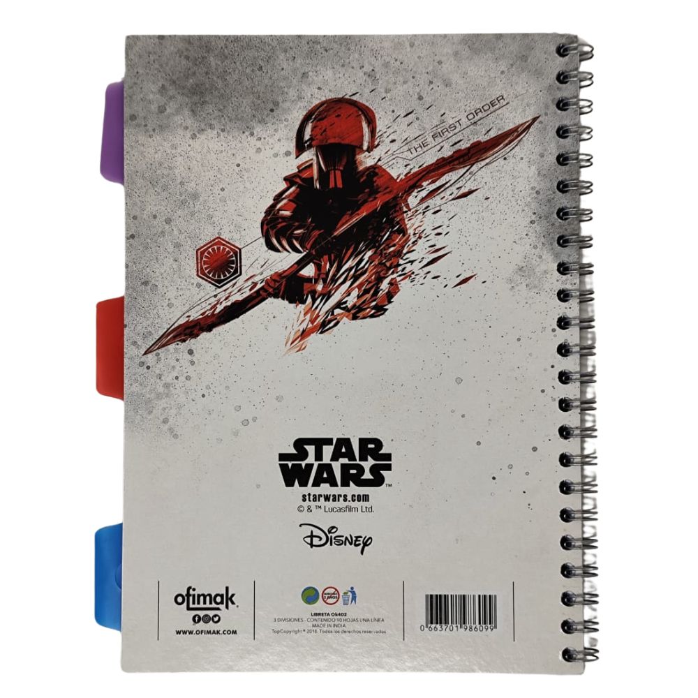 Ofimak Libreta Espiral de Una Linea 3 Materias Star Wars
