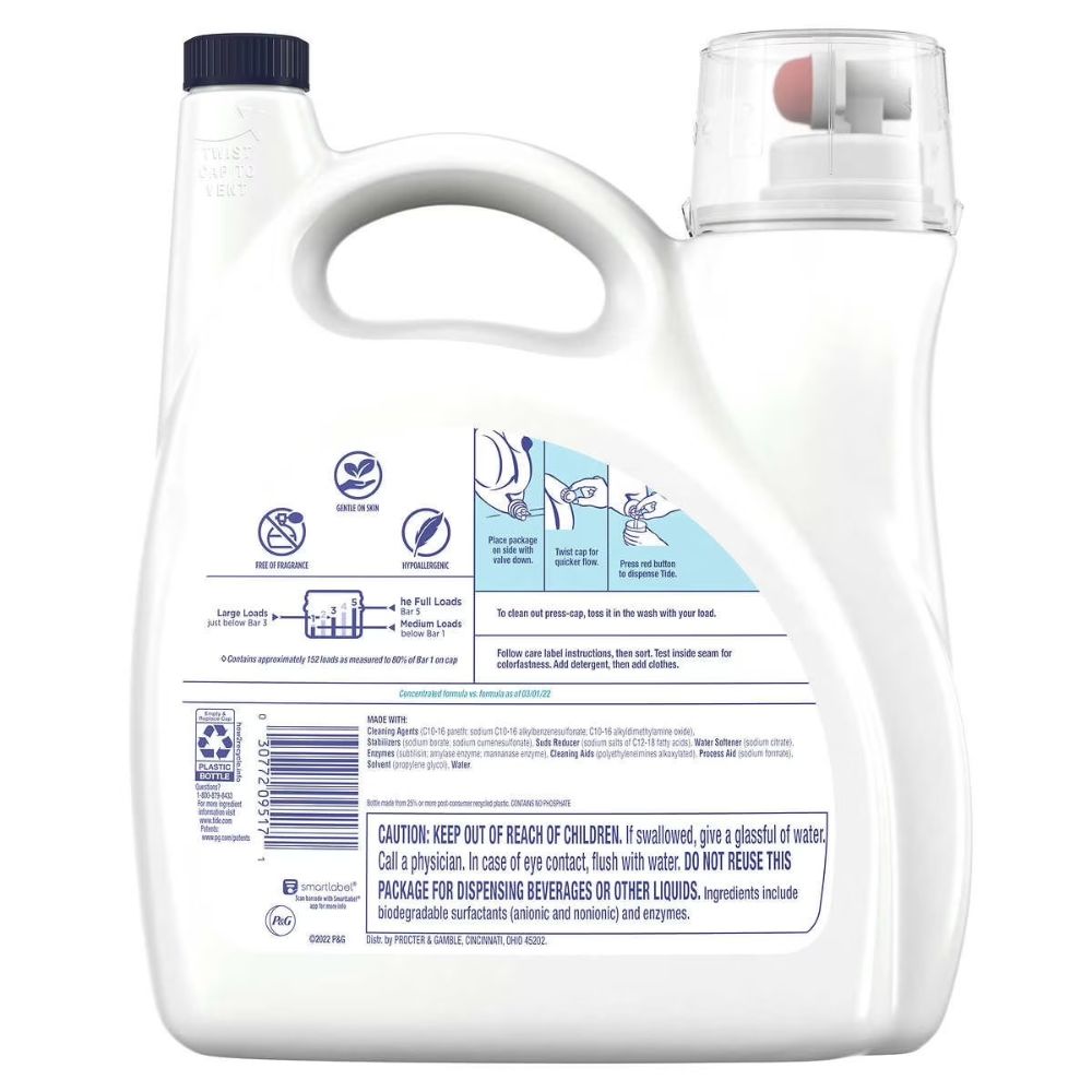 Tide Free & Gentle 152 Cargas 5.02L
