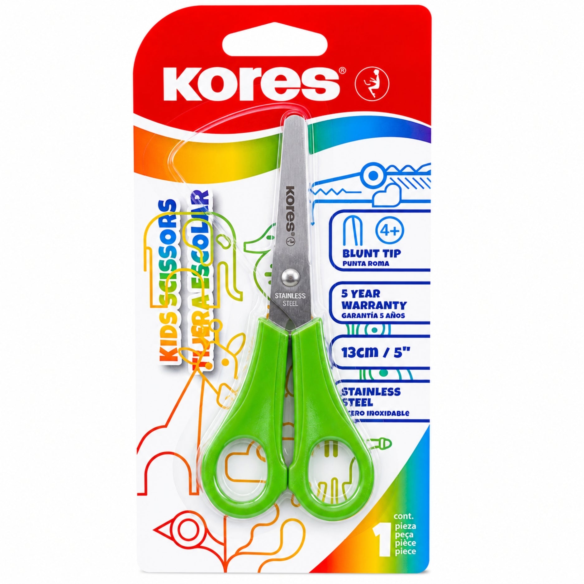 Kores Tijera Escolar Colores Varios