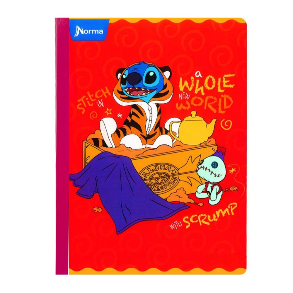 Norma Cuaderno Cuadriculado Cosido 100 hojas Con Stickers Diseño Stitch New World
