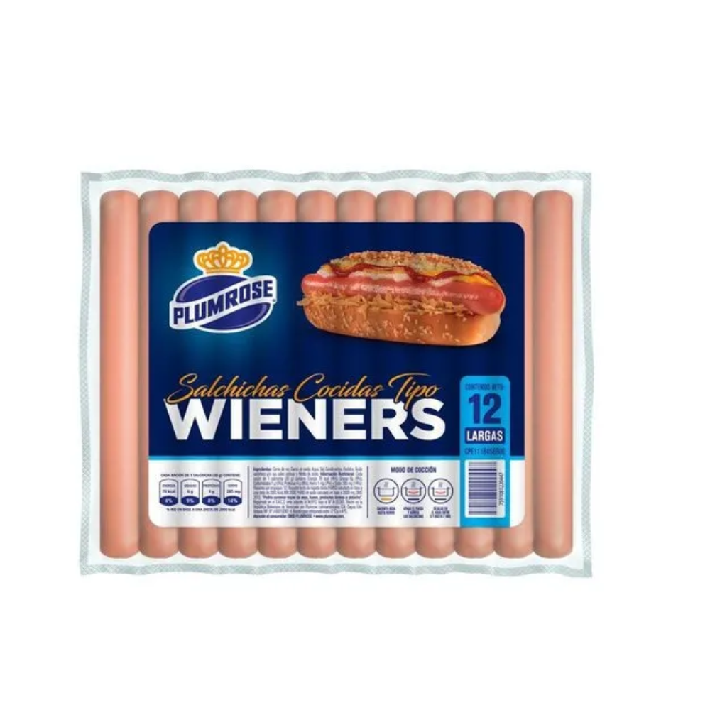 Salchicha Plumrose Tipo Wieners Largas 12 Und 360Gr
