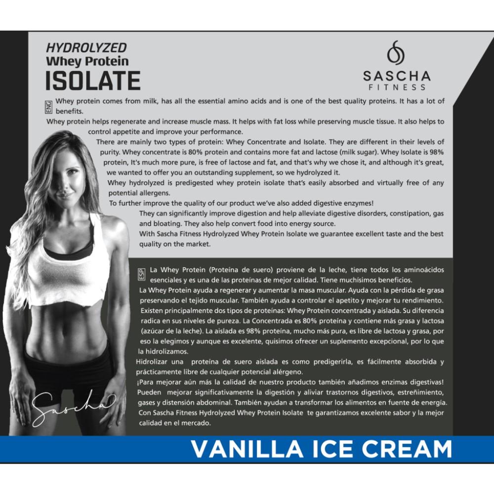 Whey Protein Hidrolizada Isolate by Sascha Fitness sabor Vainilla 907g - Madison Center