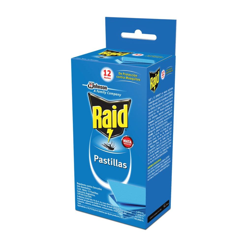 Raid Pastillas Contra Mosquitos y Zancudos 12und Insecticida