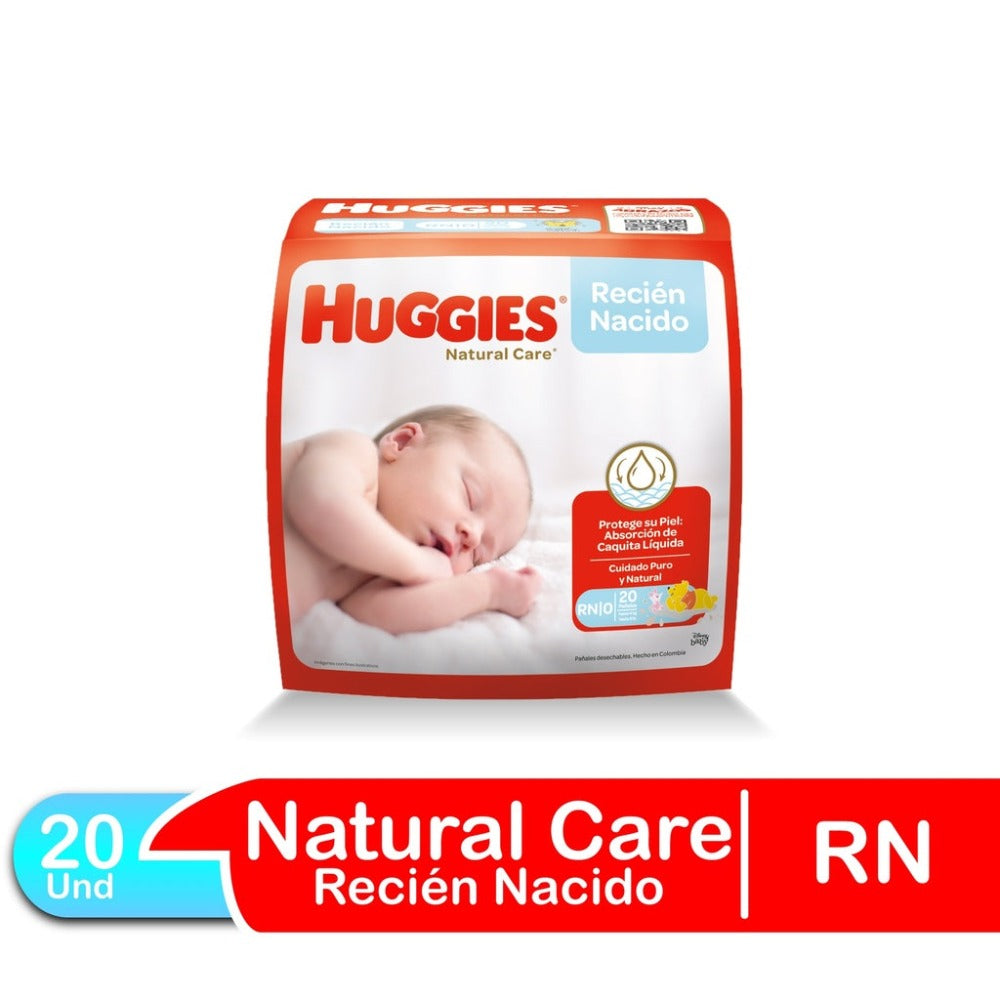 Pañales Huggies Natural Care Talla RN 20und